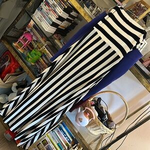 Stripped black white maxi dress